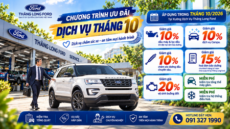Khuyến mãi dịch vụ Ford tháng 10/2026 – Ưu đãi bảo dưỡng xe | Thăng Long Ford