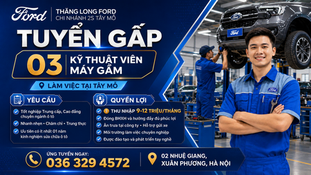 Tuyển Dụng Kỹ Thuật Viên Máy Gầm Tại Tây Mỗ